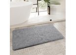 Badematte HOMIE LIVING "Porto Azzurro", grau (mittel grau), H:30mm, Polyester, Badematten, Badematte, Badteppich, uni, rechteckig & rund, waschbar, Badezimmerteppich