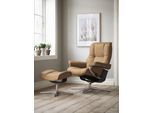Relaxsessel STRESSLESS "Mayfair", braun (taupe paloma), B:92cm H:103cm T:79cm, Leder PALOMA: PALOMA ist ein durchgefärbtes Semianilin-Möbelleder mit natürlicher Narbung., Sessel, Relaxsessel, mit Hocker, mit Cross Base, Größe S, M & L, Holzakzent Schwarz