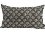 Dekokissen H.O.C.K. "Erny", schwarz, goldfarben, gemustert, B:50cm H:10cm L:30cm, Obermaterial: 100% Polyester. Füllung: 100% Polyester, Dekokissen_Sitzkissen_Kissenhüllen, Sofakissen inkl. Füllung, 50x50cm, Dekokissen, Gingko-Muster