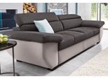 2,5-Sitzer COTTA "Speedway", grau (sand, schoko), B:214cm H:74cm T:103cm, Kunstleder SOFTLUX / Luxus-Microfaser (100% Polyester);Flachgewebe (100% Polyester) / Struktur fein ( 100% Polyester);Kunstleder SOFTLUX / Struktur (100% Polyester), Sofas, Big-Sofa mit Kopfteilverstellung