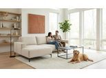 Ecksofa HOME AFFAIRE "Tournon, L-Form, Breite 262 cm, Webstoff, Chenille", braun (latte), B:262cm H:85cm T:152cm, 100% Polyester, Sofas, Ecksofa, Designsofa im nordischen Stil, Wellenunterfederung, Metallfüße