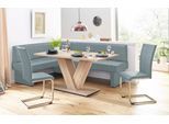 Eckbank HOME AFFAIRE "Nils", blau (hellblau (fantasy 8214)), B:222cm H:89cm T:162cm, Holzwerkstoff, Massivholz, Polyester, Sitzbänke, Eckbank, Sitz und Rücken gepolstert, verschiedene Qualitäten