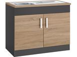 Spülenschrank KOCHSTATION "KS-Gera", grau (eiche, anthrazit), B:100cm H:85cm T:60cm, Holzwerkstoff, Schränke, Spülenschrank, Breite 100 cm