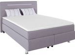 Boxspringbett COLLECTION AB "London, inklusive Topper und Kissen, mit LED-Beleuchtung", grau (hellgrau, anthrazit), B:150cm L:206cm, Komplettbetten, Boxspringbett, Boxspringbett erhältlich in 90cmx200cm, 140cmx200cm & 180cmx200cm