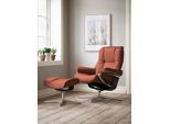 Relaxsessel STRESSLESS "Mayfair", rot (henna paloma), B:92cm H:103cm T:79cm, Leder PALOMA: PALOMA ist ein durchgefärbtes Semianilin-Möbelleder mit natürlicher Narbung., Sessel, Relaxsessel, mit Hocker, mit Cross Base, Größe S, M & L, Holzakzent Schwarz