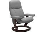 Relaxsessel STRESSLESS "Consul", grau (wild dove batick), B:76cm H:100cm T:71cm, Leder BATICK: BATICK ist ein leicht korrigiertes, durchgefärbtes und genarbtes Möbelleder, bei dem die meisten Unebenheiten und Spuren in der Regel entfernt wurden.;Leder PALOMA: PALOMA ist ein durchgefärbtes Semianilin-Möbelleder mit natürlicher Narbung.;ROHLEDER Stoff Q2 FARON: Ein fester zuverlässiger Bouclé mit ei