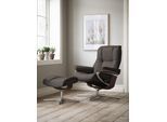 Relaxsessel STRESSLESS "Mayfair", braun (braun batick), B:79cm H:102cm T:73cm, Leder BATICK: BATICK ist ein leicht korrigiertes, durchgefärbtes und genarbtes Möbelleder, bei dem die meisten Unebenheiten und Spuren in der Regel entfernt wurden., Sessel, Relaxsessel, mit Hocker, mit Cross Base, Größe S, M & L, Holzakzent Braun