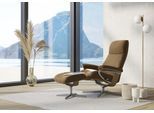 Relaxsessel STRESSLESS "View", braun (taupe paloma), B:91cm H:110cm T:85cm, Leder PALOMA: PALOMA ist ein durchgefärbtes Semianilin-Möbelleder mit natürlicher Narbung., Sessel, Relaxsessel, mit Cross Base, Größe S, M & L, Holzakzent Eiche