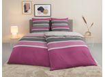 Bettwäsche TOM TAILOR HOME "Felix in Gr. 135x200 oder 155x220 cm", lila (beere), B/L: 135cm x 200cm, 1 Stk., 1 Stk., Renforcé, B/L: 80cm x 40cm, 3, Renforcé, Obermaterial: 100% Baumwolle, Bettwäsche, Bettwäsche, mit GRATIS-Zugabe: Gästehandtuch (100% Baumwolle), mit Reißverschluss