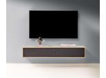 TV-Board HAMMEL FURNITURE "Mistral Fernsehschrank, Medienmöbel, Hängend", weiß (eiche weiß), B:133cm H:23cm T:32,5cm, Sideboards, TV-Board, mit Klapptür mit Akustikstoff, Lowboard, Breite: 133 cm