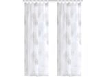 Vorhang HOME WOHNIDEEN "RAWLINS" Gr. 1, grau, B:140cm H:145cm, Voile, Polyester, Gardinen, 2er Pack Schlaufenschal RAWLINS bedruckt