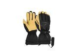 Skihandschuhe REUSCH "Down Spirit GORE-TEX", Damen, Gr. 10, schwarz (schwarz, beige), 50% Polyester, 45% Ziegenleder, mehrfarbig, Handschuhe, mit höchster Wärmestufe