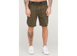Shorts BEHYPE "STANLAY", Herren, Gr. XL, EURO-Größen, grün (khaki), 74% Polyester, 24% Viskose, 2% Elasthan, Hosen Shorts, mit modischen Cargotaschen