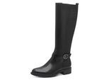 Stiefel TAMARIS, Damen, Gr. 38, XS-Schaft, schwarz, Leder, Lederimitat, unifarben, Schuhe Stiefel, Blockabsatz, Langschaftstiefel mit XS-Schaft und Stretchfunktion