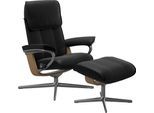 Relaxsessel STRESSLESS "Admiral", schwarz (schwarz batick), B:84cm H:100cm T:73cm, Leder BATICK: BATICK ist ein leicht korrigiertes, durchgefärbtes und genarbtes Möbelleder, bei dem die meisten Unebenheiten und Spuren in der Regel entfernt wurden., Sessel, Relaxsessel, mit Cross Base, Größe M & L, Holzakzent Eiche