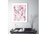 Bild QUEENCE "Melanie", rosa (farbe rahmen: weiß, farbe bild(er): rosa), B:50cm H:60cm, Acrylglas, Holz, Papier, Bilder, Bild, Blumen, gerahmt