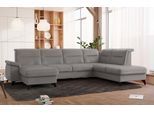 Wohnlandschaft SIT & MORE "Astoria U-Form", grau (hellgrau), B:329cm H:91cm T:225cm, 100% Polyester, Sofas, Wohnlandschaft, wahlweise mit motorischer Relaxfunktion