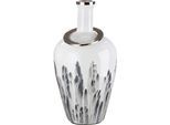 Bodenvase GILDE "Statuario", grau (grau, weiß), B:34cm H:56cm T:34cm Ø:34cm, Glas, Vasen, Bodenvase, durchgefärbtes Glas, mit Metallring