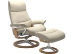 Fußhocker STRESSLESS "View", beige (cream batick), B:57cm H:43cm T:47cm, Leder BATICK: BATICK ist ein leicht korrigiertes, durchgefärbtes und genarbtes Möbelleder, bei dem die meisten Unebenheiten und Spuren in der Regel entfernt wurden.;Leder PALOMA: PALOMA ist ein durchgefärbtes Semianilin-Möbelleder mit natürlicher Narbung.;ROHLEDER Stoff Q2 FARON: Ein fester zuverlässiger Bouclé mit einem stru