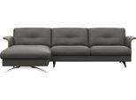 Ecksofa FLEXLUX "Glow, super bequem durch hochwertigem Sitzaufbau mit Federkern, L-Form", grau (warm mineral grau), B:273cm H:81cm T:158cm, 100% Echteder, Sofas, Ecksofa, Modernes skandinavisches Design