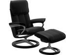Relaxsessel STRESSLESS "Admiral", schwarz (schwarz batick), B:84cm H:100cm T:73cm, Leder BATICK: BATICK ist ein leicht korrigiertes, durchgefärbtes und genarbtes Möbelleder, bei dem die meisten Unebenheiten und Spuren in der Regel entfernt wurden., Sessel, Relaxsessel, mit Signature Base, Größe M & L, Gestell Schwarz