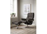 Relaxsessel STRESSLESS "Mayfair", braun (braun batick), B:79cm H:102cm T:73cm, Leder BATICK: BATICK ist ein leicht korrigiertes, durchgefärbtes und genarbtes Möbelleder, bei dem die meisten Unebenheiten und Spuren in der Regel entfernt wurden., Sessel, Relaxsessel, mit Hocker, mit Cross Base, Größe S, M & L, Holzakzent Schwarz