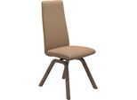 Polsterstuhl STRESSLESS "Laurel", braun (sand dinamica, walnuss), B:49cm H:105cm T:60cm, Microfaser DINAMICA (88% Polyester, 12% Polyurethan), Stühle, Polsterstuhl, High Back, Größe M, mit schräggestellten Beinen in Walnuss