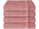 Handtücher SCHIESSER "Skyline Color aus 100 % Baumwolle mit eleganter Streifenbordüre", rosa (altrosa), B:50cm L:100cm, Frottier, Frottier, Handtücher, Handtücher, MADE IN GREEN by OEKO-TEX