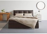 Boxspringbett "Addyson", braun, B:190cm L:230cm, 100% Polyester, LEGER HOME BY LENA GERCKE, Komplettbetten, Boxspringbett, Boxspringbett inkl. Topper, 2 Matratzen