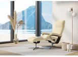 Relaxsessel STRESSLESS "View", beige (vanilla paloma), B:82cm H:109cm T:81cm, Leder PALOMA: PALOMA ist ein durchgefärbtes Semianilin-Möbelleder mit natürlicher Narbung., Sessel, Relaxsessel, mit Hocker, mit Cross Base, Größe S, M & L, Holzakzent Schwarz