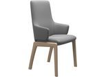 Polsterstuhl STRESSLESS "Laurel", grau (wild dove batick, walnuss), B:58cm H:105cm T:60cm, Leder BATICK: BATICK ist ein leicht korrigiertes, durchgefärbtes und genarbtes Möbelleder, bei dem die meisten Unebenheiten und Spuren in der Regel entfernt wurden., Stühle, Polsterstuhl, High Back mit Armlehne, Größe L, mit abgerundeten Beinen in Walnuss