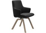 Polsterstuhl STRESSLESS "Laurel", schwarz (schwarz paloma, walnuss), B:58cm H:92cm T:59cm, Leder PALOMA: PALOMA ist ein durchgefärbtes Semianilin-Möbelleder mit natürlicher Narbung., Stühle, Polsterstuhl, Low Back mit Armlehne, Größe L, mit schräggestellten Beinen in Walnuss