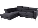 Ecksofa COTTA "Sammy L-Form", schwarz, B:242cm H:74cm T:207cm, Struktur (100% Polyester );Chenille (90% Polyester; 10% Polyamid ), Sofas, Ecksofa, mit Kopfteilverstellung, wahlweise mit Bettfunktion & Bettkasten