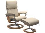 Relaxsessel STRESSLESS "Admiral", beige (cream batick), B:84cm H:100cm T:73cm, Leder BATICK: BATICK ist ein leicht korrigiertes, durchgefärbtes und genarbtes Möbelleder, bei dem die meisten Unebenheiten und Spuren in der Regel entfernt wurden., Sessel, Relaxsessel, mit Signature Base, Größe M & L, Gestell Eiche