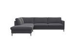 Ecksofa FLEXLUX "Fiore, L-Form", grau (dervit grau), B:266cm H:85cm T:225cm, 100% Polyester, Sofas, Ecksofa, schmale Armlehnen, Kaltschaum, Füße Alu+schwarz