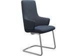 Polsterstuhl STRESSLESS "Laurel", blau (blau dinamica, chrom glänzend), B:58cm H:105cm T:60cm, Microfaser DINAMICA (88% Polyester, 12% Polyurethan), Stühle, Polsterstuhl, High Back mit Armlehne, Größe L, mit Beinen aus Stahl in Chrom