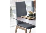 Polsterstuhl STRESSLESS "Laurel", blau (atlantic blau batick, eiche gekalkt), B:57cm H:105cm T:60cm, Leder BATICK: BATICK ist ein leicht korrigiertes, durchgefärbtes und genarbtes Möbelleder, bei dem die meisten Unebenheiten und Spuren in der Regel entfernt wurden., Stühle, Polsterstuhl, High Back, Größe M, mit abgerundeten Beinen in Eiche gekalkt