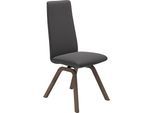 Polsterstuhl STRESSLESS "Laurel", grau (rock paloma, walnuss), B:49cm H:105cm T:60cm, Leder PALOMA: PALOMA ist ein durchgefärbtes Semianilin-Möbelleder mit natürlicher Narbung., Stühle, Polsterstuhl, High Back, Größe M, mit schräggestellten Beinen in Walnuss