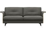 2,5-Sitzer FLEXLUX "Glow Sofa, Couch", grau (warm mineral grau), B:191cm H:81cm T:91cm, 100% Echteder, Sofas, 2 5-Sitzer, Premium-Sitz: Kaltschaum & Federkern, Arml. Walnuss, Fuß schwarz
