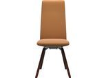 Polsterstuhl STRESSLESS "Laurel", braun (new caramel batick, walnuss), B:49cm H:105cm T:60cm, Leder BATICK: BATICK ist ein leicht korrigiertes, durchgefärbtes und genarbtes Möbelleder, bei dem die meisten Unebenheiten und Spuren in der Regel entfernt wurden., Stühle, Polsterstuhl, High Back, Größe M, mit schräggestellten Beinen in Walnuss