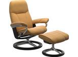 Relaxsessel STRESSLESS "Consul", gelb (honey paloma), B:82cm H:102cm T:72cm, Leder BATICK: BATICK ist ein leicht korrigiertes, durchgefärbtes und genarbtes Möbelleder, bei dem die meisten Unebenheiten und Spuren in der Regel entfernt wurden.;Leder PALOMA: PALOMA ist ein durchgefärbtes Semianilin-Möbelleder mit natürlicher Narbung.;ROHLEDER Stoff Q2 FARON: Ein fester zuverlässiger Bouclé mit einem