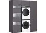 Mehrzweckschrank-Set OPTIFIT "OPTImulti", grau (anthrazitfarben), B:183,2cm H:200cm T:57,1cm, Holzwerkstoff, Kastenmöbel-Sets, Mehrzweckschrank-Set, Breite 183,2 cm, cleveres Wäschesystem, Schrankinnenausstattung