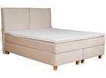 Boxspringbett HOME AFFAIRE "Nele", beige (cream), B:141cm L:210cm, Struktur fein (100% Polyester);Samtvelours (100% Polyester), Komplettbetten, Boxspringbett, inkl. Topper im schlichtem Design