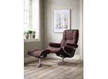 Relaxsessel STRESSLESS "Mayfair", rot (bordeaux batick), B:83cm H:102cm T:74cm, Leder BATICK: BATICK ist ein leicht korrigiertes, durchgefärbtes und genarbtes Möbelleder, bei dem die meisten Unebenheiten und Spuren in der Regel entfernt wurden., Sessel, Relaxsessel, mit Cross Base, Größe S, M & L, Holzakzent Schwarz