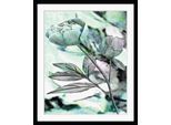 Bild QUEENCE "Elise", blau (farbe rahmen: schwarz), B:30cm H:40cm, Acrylglas, Holz, Papier, Bilder, Bild, gerahmt, Rose