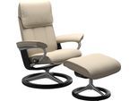 Relaxsessel STRESSLESS "Admiral", beige (cream batick), B:93cm H:103cm T:79cm, Leder BATICK: BATICK ist ein leicht korrigiertes, durchgefärbtes und genarbtes Möbelleder, bei dem die meisten Unebenheiten und Spuren in der Regel entfernt wurden., Sessel, Relaxsessel, mit Signature Base, Größe M & L, Gestell Schwarz