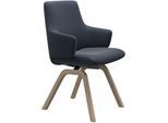 Polsterstuhl STRESSLESS "Laurel", blau (oxford blau paloma, walnuss), B:58cm H:92cm T:59cm, Leder PALOMA: PALOMA ist ein durchgefärbtes Semianilin-Möbelleder mit natürlicher Narbung., Stühle, Polsterstuhl, Low Back mit Armlehne, Größe L, mit schräggestellten Beinen in Walnuss