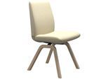 Polsterstuhl STRESSLESS "Laurel", beige (vanilla paloma, schwarz), B:49cm H:92cm T:59cm, Leder PALOMA: PALOMA ist ein durchgefärbtes Semianilin-Möbelleder mit natürlicher Narbung., Stühle, Polsterstuhl, Low Back, Größe L, mit schräggestellten Beinen in Schwarz