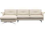 Ecksofa FLEXLUX "Glow, super bequem durch hochwertigem Sitzaufbau mit Federkern, L-Form", weiß (warm weiß), B:273cm H:81cm T:158cm, 100% Echteder, Sofas, Ecksofa, Modernes skandinavisches Design