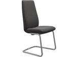 Polsterstuhl STRESSLESS "Laurel", grau (rock paloma, chrom glänzend), B:53cm H:105cm T:60cm, Leder PALOMA: PALOMA ist ein durchgefärbtes Semianilin-Möbelleder mit natürlicher Narbung., Stühle, Polsterstuhl, High Back, Größe L, mit Beinen aus Stahl in Chrom glänzend
